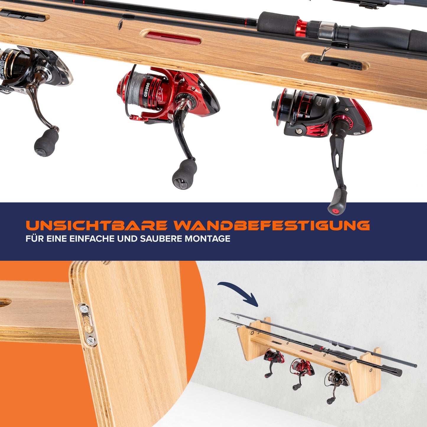 Fishing tackle rack, 20x20x67 cm, beech color