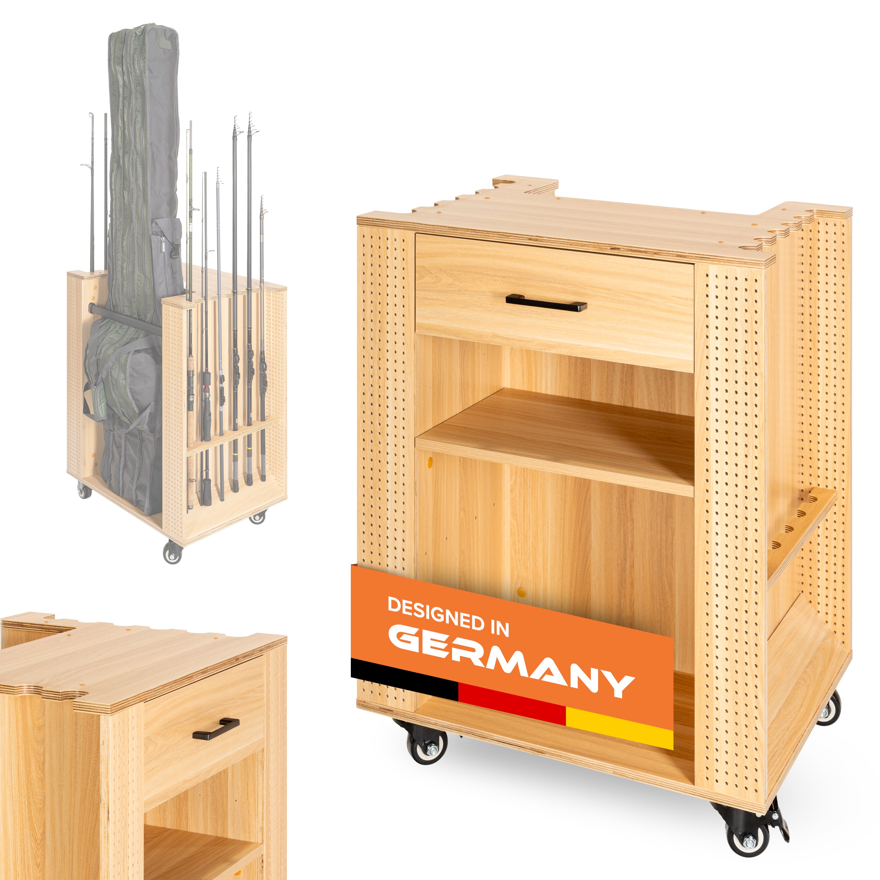 Fishing tackle cabinet, 65x50x84.5 cm, beech color