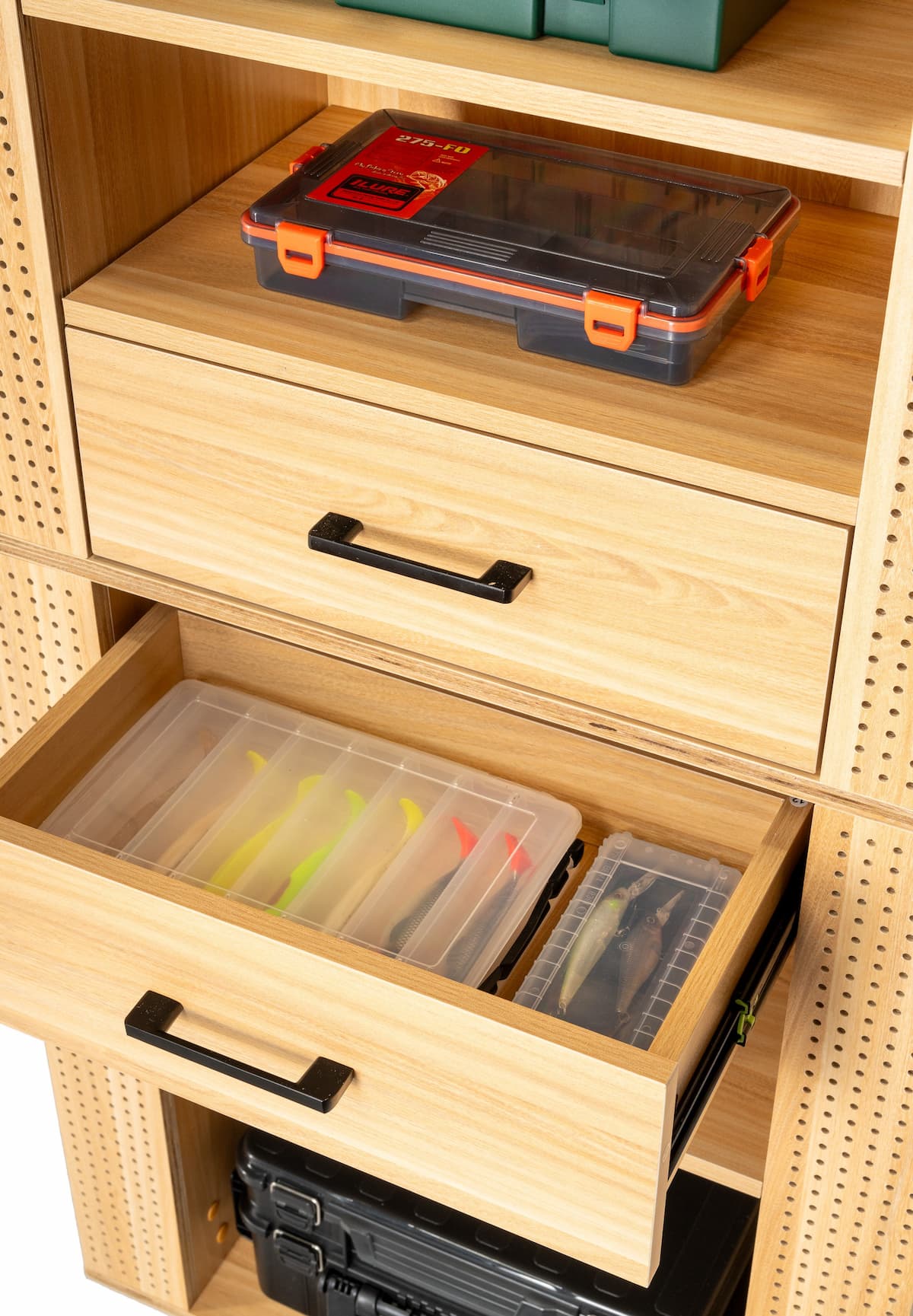 Fishing tackle cabinet, 65x50x158cm, beech color