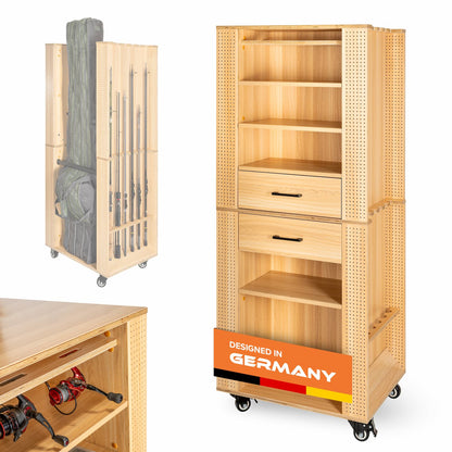 Fishing tackle cabinet, 65x50x158cm, beech color