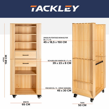 Fishing tackle cabinet, 65x50x158cm, beech color