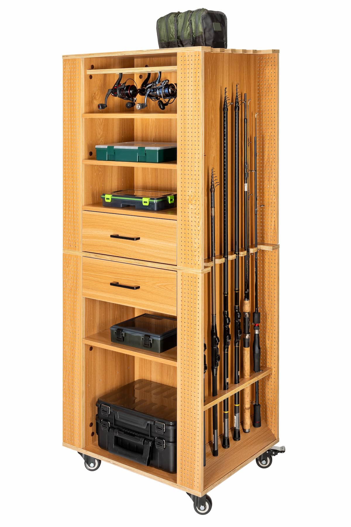 Fishing tackle cabinet, 65x50x158 cm, pine color